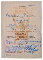 1955. "A Szakma Kiváló Műszaki Dolgozója - Könnyűipar" zománcozott jelvény és miniatűr Rák...