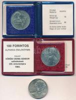 1983. 100Ft alpakka "Széchenyi István" eredeti tokban, tanúsítvánnyal + 1984. 100Ft alpakk...