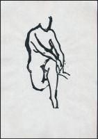 Jelzés nélkül: Akt vázlatok, 3 db. Tus, papír, 30×21 cm