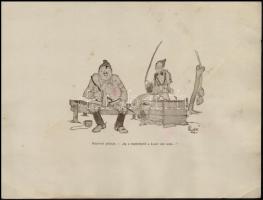 1936 Szabó Károly katonai karikatúrái nyomtatásban, 5 db