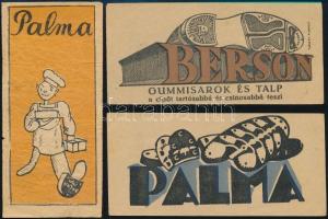 cca 1920-1930 3 db régi cipész számolócédula (Palma, Berson)