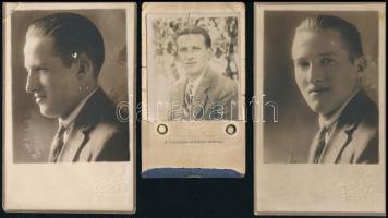 cca 1925 Hatos István (1902-?) futballista igazolvány és róla készült 2 db fotólap, 13×8 cm