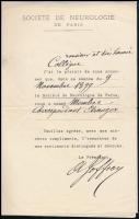 1899 A Francia Neurológiai Társaság értesítője azonosítatlan személy részére, annak külföldi levelező taggá választásáról