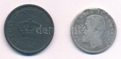 Románia 1900. 50b Ag + 1941. 2L Zn T:2-,3 fülnyom
Romania 1900. 50 Bani Ag + 1941. 2 Lei Zn C:2-,3 ...