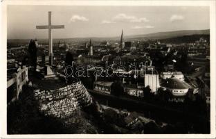 Kolozsvár, Cluj; Kilátás a Fellegvárról, Kereszt / general view, cross