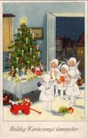 Boldog Karácsonyi Ünnepeket! / Children Christmas greeting art postcard. Meissner & Buch Künstler-Postkarten Serie 2362. litho s: L.D. (EK)