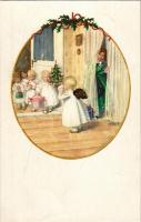 Children Christmas greeting art postcard. M. M. Nr. 1206. litho