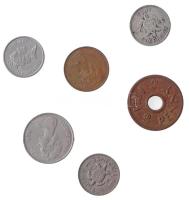 Fidzsi 1942-1987. 1p-10c (6xklf) közte 1942S 6p Ag VI. György T:2,2- Fiji 1942-1987. 1 Penny - 10 Cents (6xdiff) including 1942S 6 Pence Ag George VI C:XF,VF