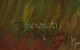 Pákozdi jelzéssel: Parasztház a patak mellett. Olaj, farost. Jelzett. Keretben. 34x24 cm