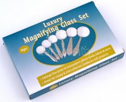 Dekoratív 6 darabos nagyítókészlet, saját dobozában, jó állapotban