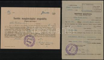 1943-1944 Jánosi (ma:Rimavské Janovce), szállítási igazolvány + sertés magánvágási engedély