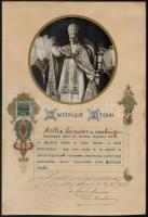 1928 Apostoli áldás oklevél, püspöki aláírással 27x40 cm