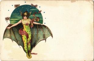 Bat lady. Art Nouveau. No. 2980. litho (EK)