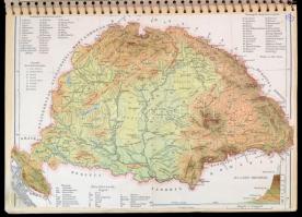 Házi készítésű atlasz az összes magyarországi vármegye térképével, plusz országtérképekkel egy spirálfüzetben A térképek egyik oldala beragasztva