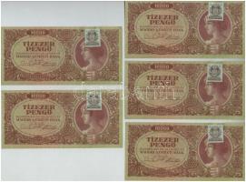 1945. 10.000P (3x) sorszámkövetők + 1945. 10.000P (5x) sorszámkövetők T:I-,II