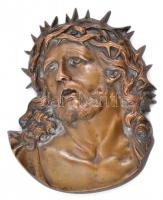 Krisztus fej, réz, jelzetlen kisplasztika, 16×12 cm