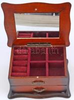 Pillangós, virágos, többrekeszes fa ékszertartó doboz, 16×21×11 cm