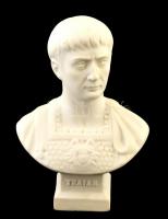 Traianus császár mellszobra, biszkvit porcelán, jelzett, apró kopásokkal, m: 19 cm