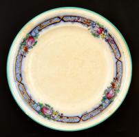 F. Waldsteiner Pest virágmintás fajansz tányér, apró lepattanásokkal, d: 19 cm