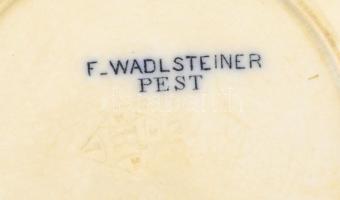 F. Waldsteiner Pest virágmintás fajansz tányér, apró lepattanásokkal, d: 19 cm