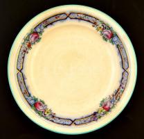 F. Waldsteiner Pest virágmintás fajansz tányér, apró lepattanásokkal, d: 19 cm