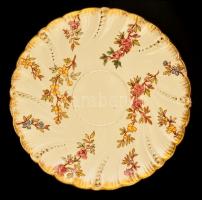 Francia Sarreguemines fajansz teás csésze és alj, jelzett, 4+4 db, kis hibákkal