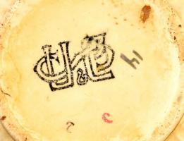 Francia Sarreguemines fajansz teás csésze és alj, jelzett, 4+4 db, kis hibákkal