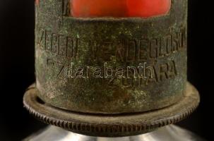 Szegedi Vendéglősök Szikvízgyára régi szódásüveg, m: 28 cm