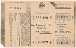 1973. Lottószelvények (3x) sorszámkövetők, kitöltetlenek T:I-