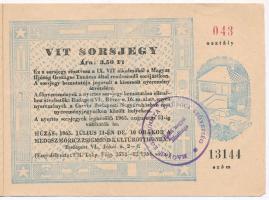 Budapest 1965. "VIT" sorsjegy 3,5Ft értékében (3x) közte 2db sorszámkövető T:III