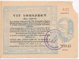 Budapest 1965. "VIT" sorsjegy 3,5Ft értékében (3x) közte 2db sorszámkövető T:III
