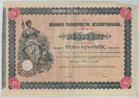 Budapest 1926. "Belvárosi Takarékpénztár Részvénytársaság" öt részvénye egyben 250P-ről (4...