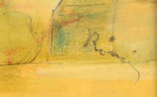 Rónai jelzéssel: Parkban. Vegyes technika, papír, üvegezett hibás keretben, 34×45