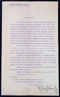 1927 József főherceg saját kézzel aláírt levele, mint a Budapest Fürdőváros Egyesület elnöke.
