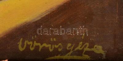 Vörös jelzéssel: Asztali csendélet. Olaj, vászon-karton, üvegezett hibás keretben, 32×42 cm