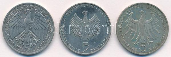 NSZK 1982F 5M Cu-Ni "ENSZ klímaügyi konferencia 10. évfordulója" + 1984D 5M Cu-Ni "Né...