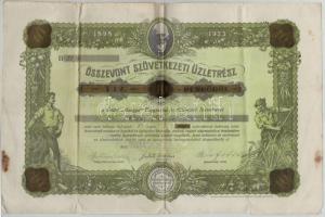 Gölle 1908. "Göllei hitelszövetkezet" üzletrészjegye 50K-ról, szelvényekkel + 1927. "...