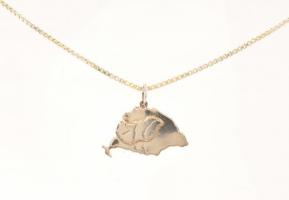 Ezüst(Ag) venezianer nyaklánc, Nagy-Magyarország medállal, jelzett, h: 55 cm, 2,8×2,4 cm, nettó: 7,5 g