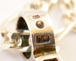 Ezüst(Ag) figaro nyaklánc, négyzetes függővel, jelzett, h: 55 cm, 6×5 cm, nettó: 24,1 g