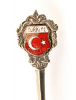 Ezüst(Ag) török címeres kanál, jelzett, h: 11 cm, bruttó: 9,4 g