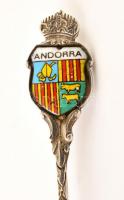 Ezüst(Ag) Andorra címeres kanál, jelzett, h: 9,6 cm, nettó: 8,4 g