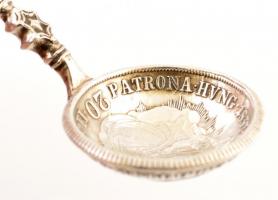 Ezüst(Ag) érmés-őzlábas kanál, jelzés nélkül, h: 9,8 cm, nettó: 12,8 g