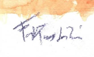 Farkas jelzéssel: Tárgyak az asztalnál. Akvarell, papír, 43×28 cm