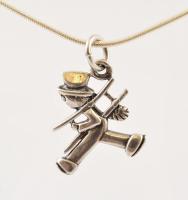 Ezüst(Ag) kígyó nyaklánc, kéményseprő függővel, jelzett, állítható h: 45-50 cm, 2,7×1,8 cm, nettó: 9...