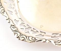 Ezüst(Ag) áttört peremű tálka, jelzett, d: 11 cm, nettó: 43,1 g