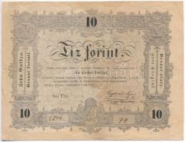 1848. 10Ft Kossuth bankó, sajtóhiba BÖRTÖNÖZTETÉSSEL első Ö-n csak egy pont T:III- szakadás  Adamo G111h