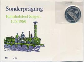 NSZK 1986. 125 éves a vasút Ruhr és és Sieg között fém emlékveret (30mm) T:1 ph. FRG 1986. Railway is 125 years old between Ruhr and Sieg metal coin (30mm) C:UNC edge error