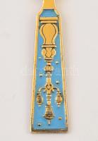 Aranyozott ezüst(Ag) zománcozott orosz kávéskanál, 2 db, jelzett, h: 11,6 cm, bruttó: 30,1 g