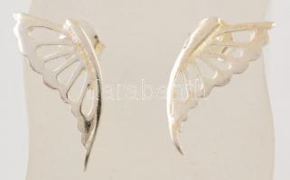 Ezüst(Ag) pillangószárny fülbevalópár, jelzett, 1,9×0,7 cm, nettó: 1,1 g