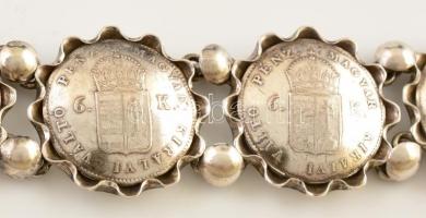 Ezüst(Ag) karkötő, jelzett, h: 16 cm, nettó: 29,2 g